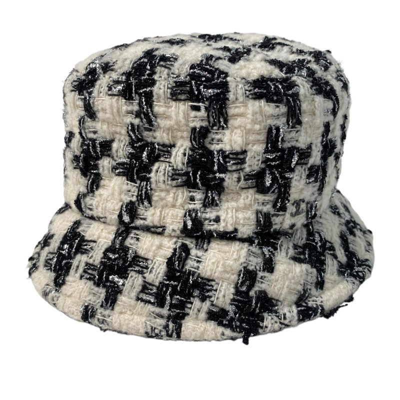 Chanel Tweed CC Logo Bucket Ivory Black