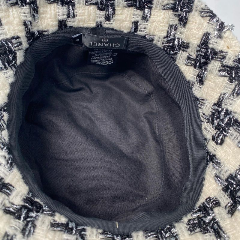 Chanel Tweed CC Logo Bucket Ivory Black
