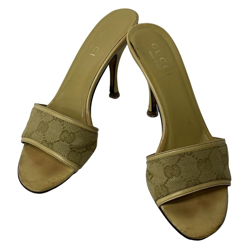 Gucci Mule 35.5 C Beige GG Pattern Leather