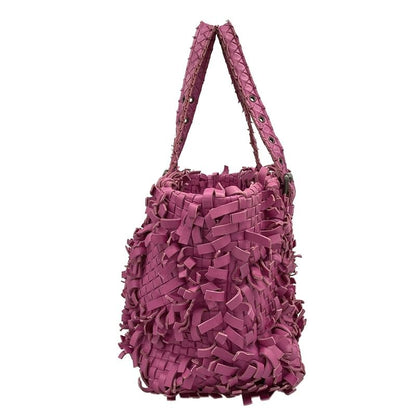 Bottega Veneta Tote Patchwork Intrecciato Lido Pink Fringe