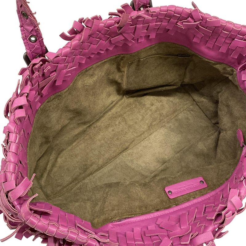Bottega Veneta Tote Patchwork Intrecciato Lido Pink Fringe
