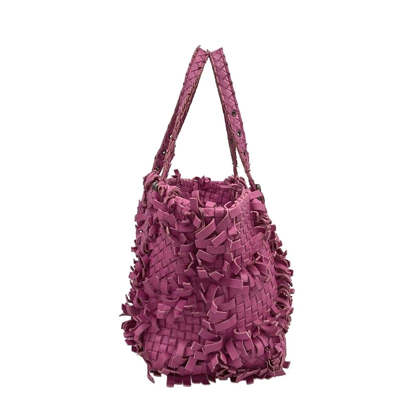 Bottega Veneta Tote Patchwork Intrecciato Lido Pink Fringe