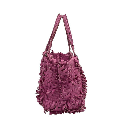 Bottega Veneta Tote Patchwork Intrecciato Lido Pink Fringe