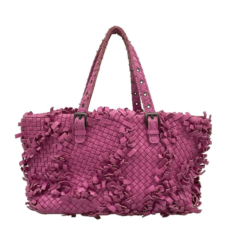 Bottega Veneta Tote Patchwork Intrecciato Lido Pink Fringe