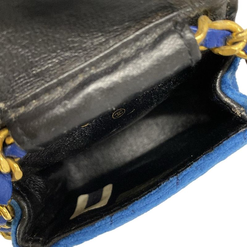 Chanel Shoulder Bag Quilted Blue Chain Gold