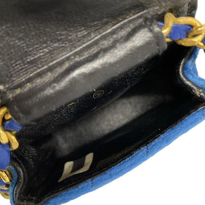 Chanel Shoulder Bag Quilted Blue Chain Gold