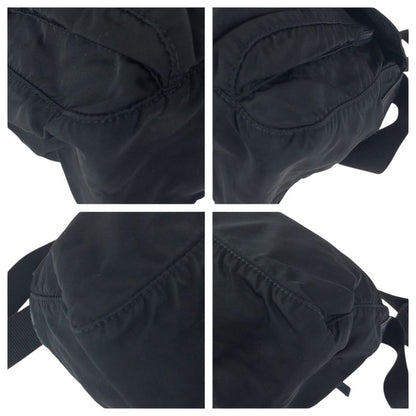 Prada Tessuto Black Silver Nylon Leather Shoulder Bag