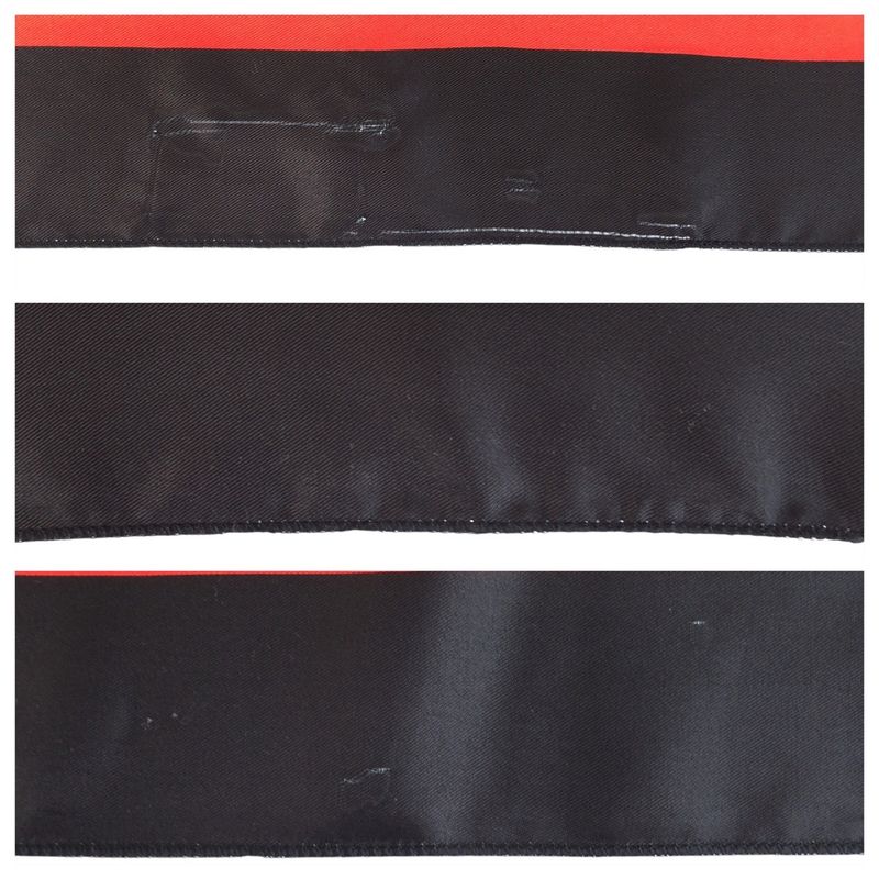 Chanel CC Logo Quilted Pattern Red Navy Black Silk Scarf Navy