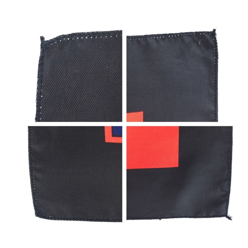 Chanel CC Logo Quilted Pattern Red Navy Black Silk Scarf Navy