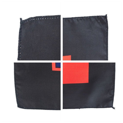 Chanel CC Logo Quilted Pattern Red Navy Black Silk Scarf Navy