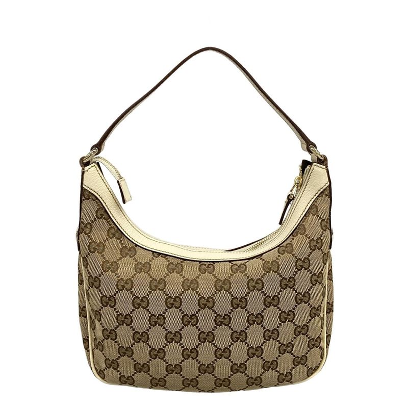 Gucci Shoulder Bag Charmi Beige Dark Brown Ivory Leather