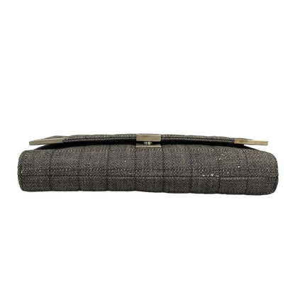 Chanel Shoulder Bag Chocolate Bar Dark Navy Ivory Chain Silver Dark