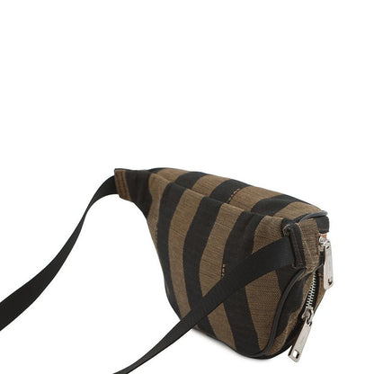 Fendi Belt Bag Pecan Stripe Pouch Black Brown
