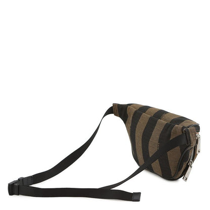 Fendi Belt Bag Pecan Stripe Pouch Black Brown