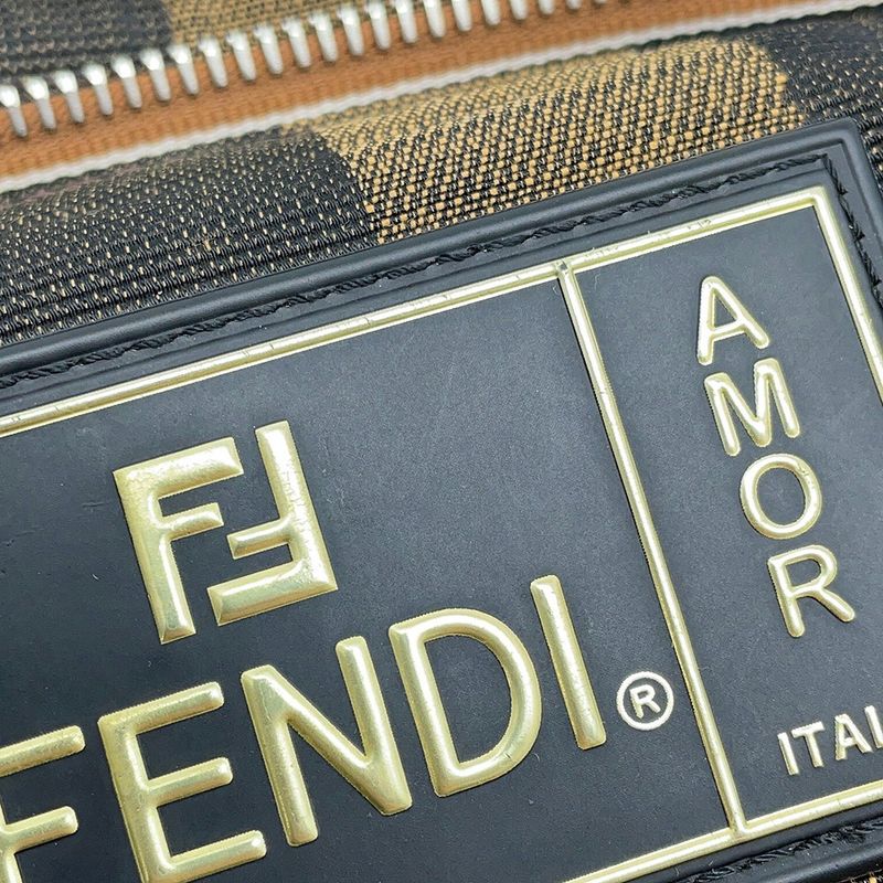 Fendi Belt Bag Pecan Stripe Pouch Black Brown
