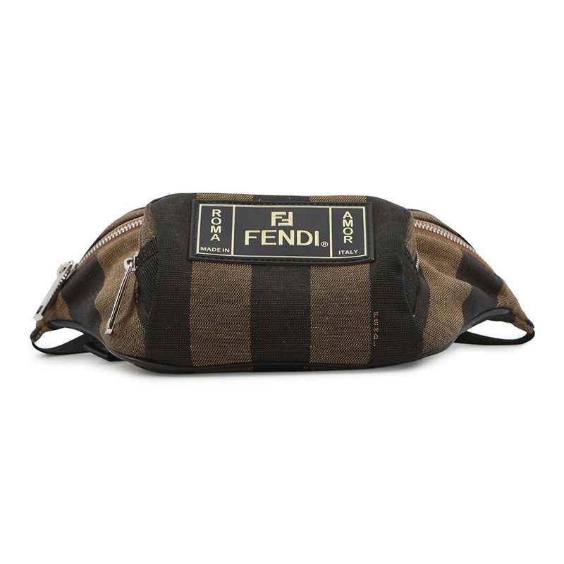 Fendi Belt Bag Pecan Stripe Pouch Black Brown