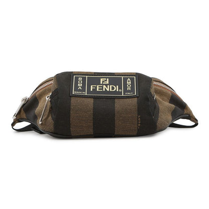 Fendi Belt Bag Pecan Stripe Pouch Black Brown