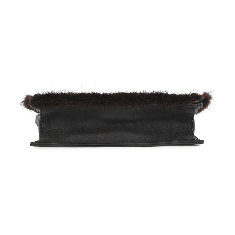 Fendi Shoulder Bag Check Studded Leather Fur