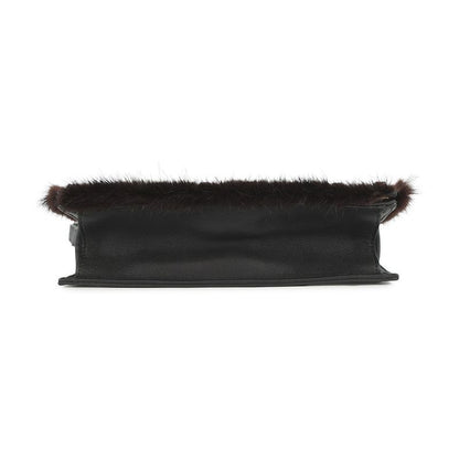 Fendi Shoulder Bag Check Studded Leather Fur