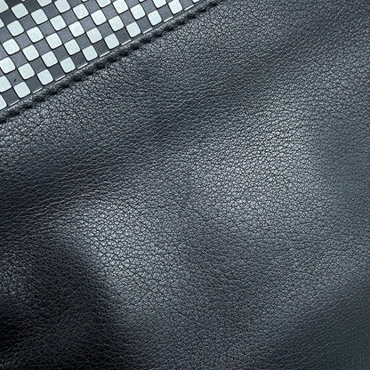 Fendi Shoulder Bag Check Studded Leather Fur