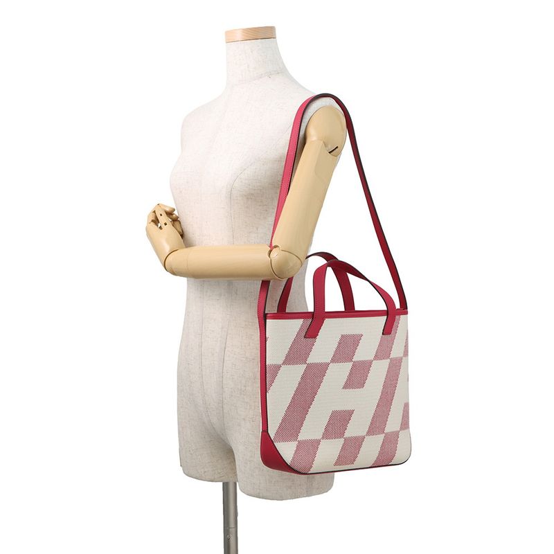Hermes Tote H-en-Billets PM Franboise Toile Ash Swift 2-Way Framboise