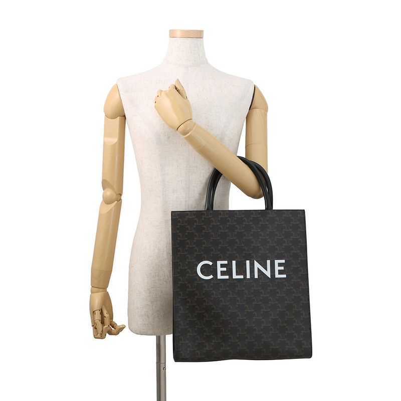 Celine Tote Triomphe Vertical Cover 2-Way Shoulder Bag Brown Black