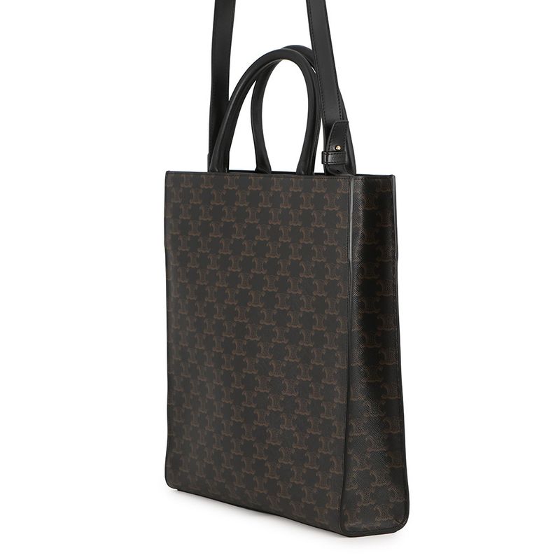 Celine Tote Triomphe Vertical Cover 2-Way Shoulder Bag Brown Black