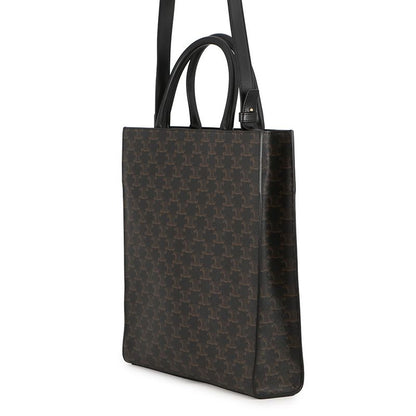Celine Tote Triomphe Vertical Cover 2-Way Shoulder Bag Brown Black