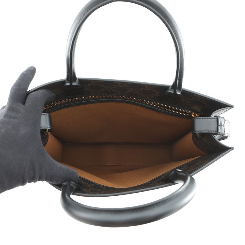 Celine Tote Triomphe Vertical Cover 2-Way Shoulder Bag Brown Black