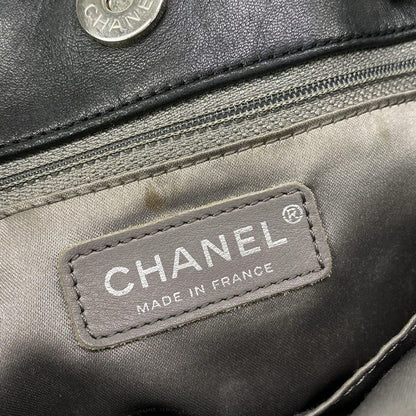 Chanel Tote Patent Toilette Chain Black Clear Shoulder Silver