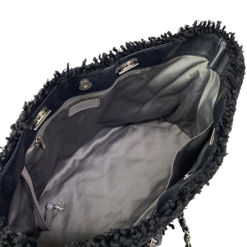 Chanel Tote Patent Toilette Chain Black Clear Shoulder Silver