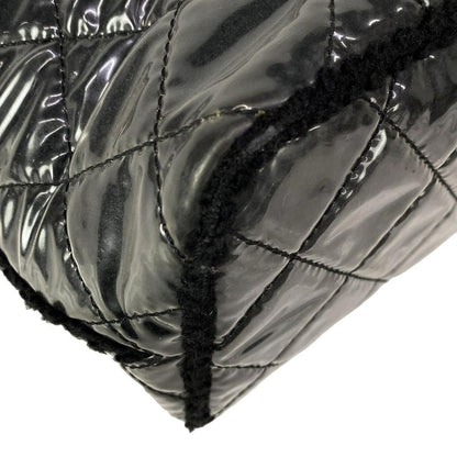 Chanel Tote Patent Toilette Chain Black Clear Shoulder Silver