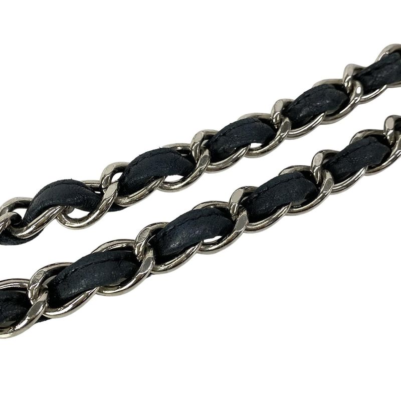 Chanel Tote Patent Toilette Chain Black Clear Shoulder Silver