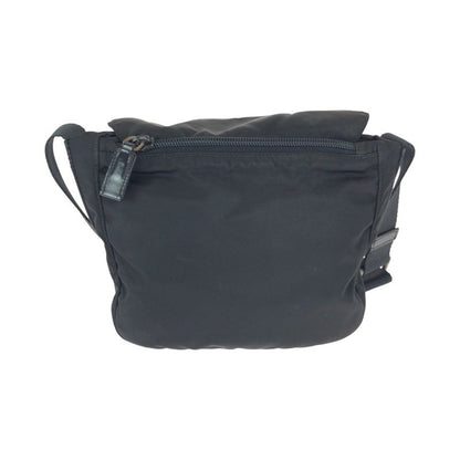Prada Tessuto Black Silver Nylon Leather Shoulder Bag