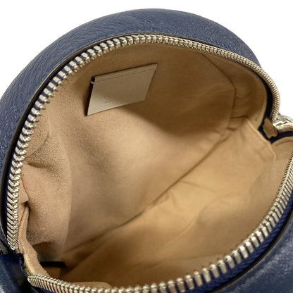 Gucci Shoulder Bag GG Marmont Round Mini Navy White Chain