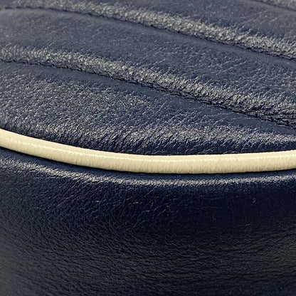 Gucci Shoulder Bag GG Marmont Round Mini Navy White Chain