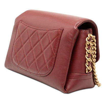 Chanel CC Logo Quilted Crossbody Chain Shoulder Bag Wine Red Wine Bold