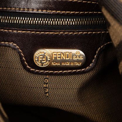 Fendi Zucca Mamma Bucket Shoulder Bag Khaki Brown Canvas Leather