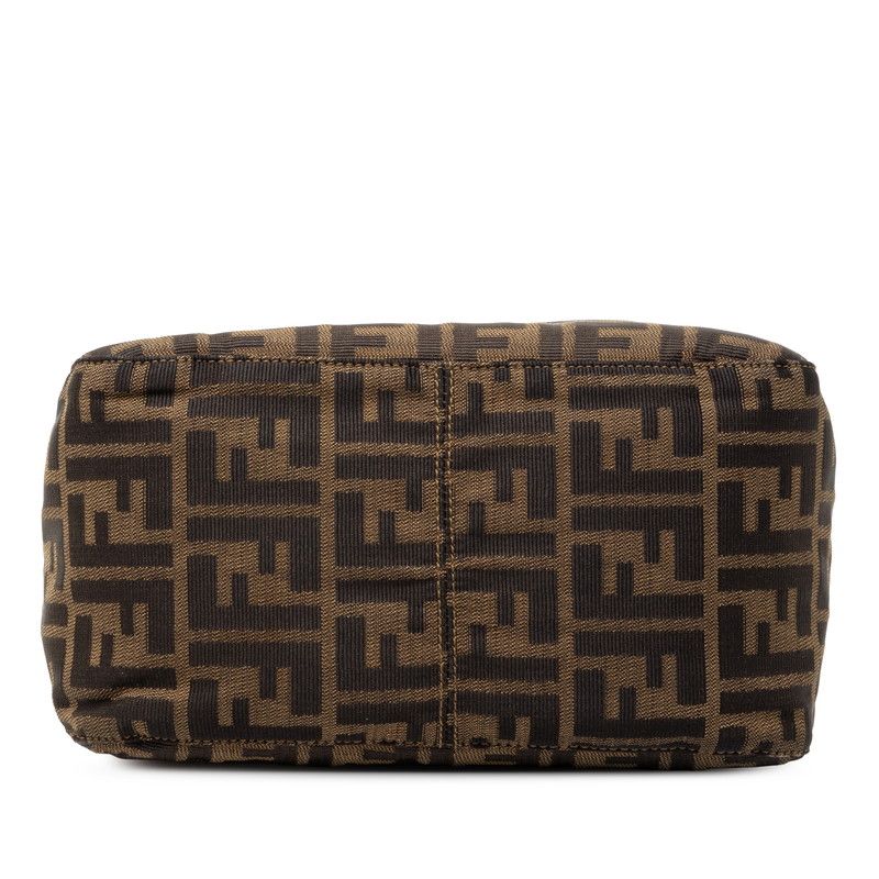 Fendi Zucca Mamma Bucket Shoulder Bag Khaki Brown Canvas Leather