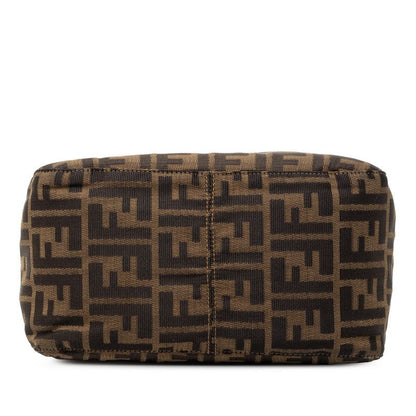 Fendi Zucca Mamma Bucket Shoulder Bag Khaki Brown Canvas Leather