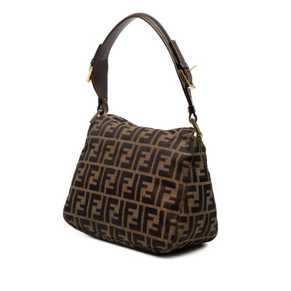 Fendi Zucca Mamma Bucket Shoulder Bag Khaki Brown Canvas Leather