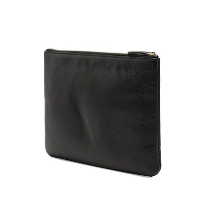 Chanel Studs CC Logo Black Caviar Leather Clutch