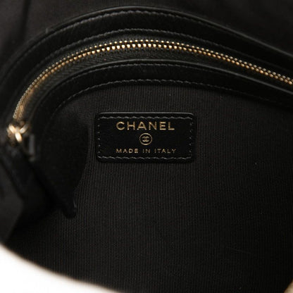 Chanel Studs CC Logo Black Caviar Leather Clutch