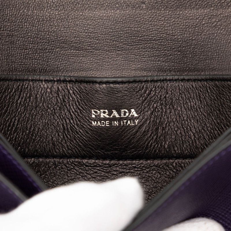 Prada Chain Shoulder Bag Purple Saffiano Leather