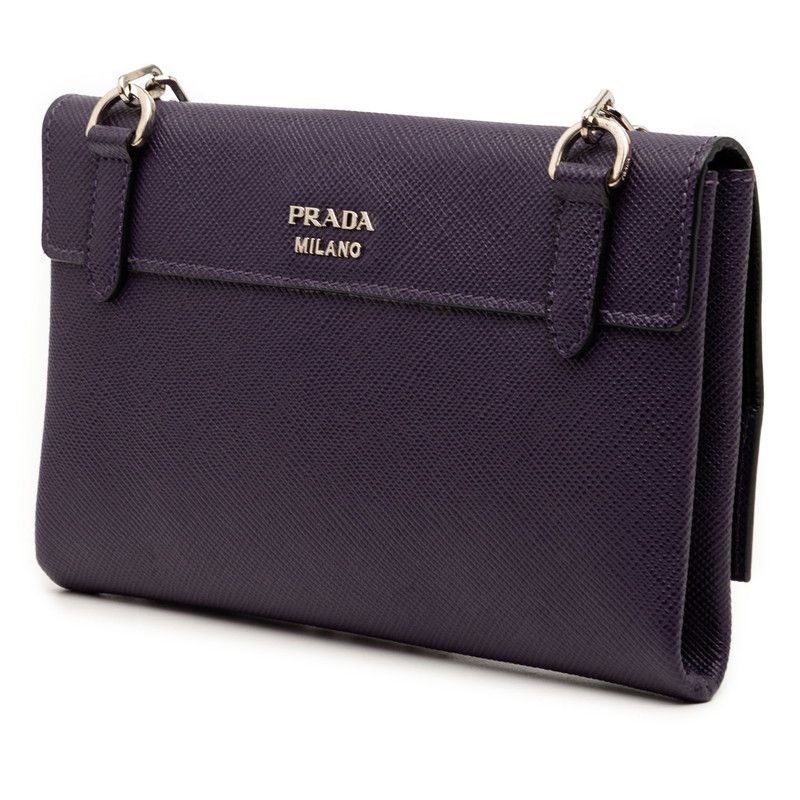 Prada Chain Shoulder Bag Purple Saffiano Leather