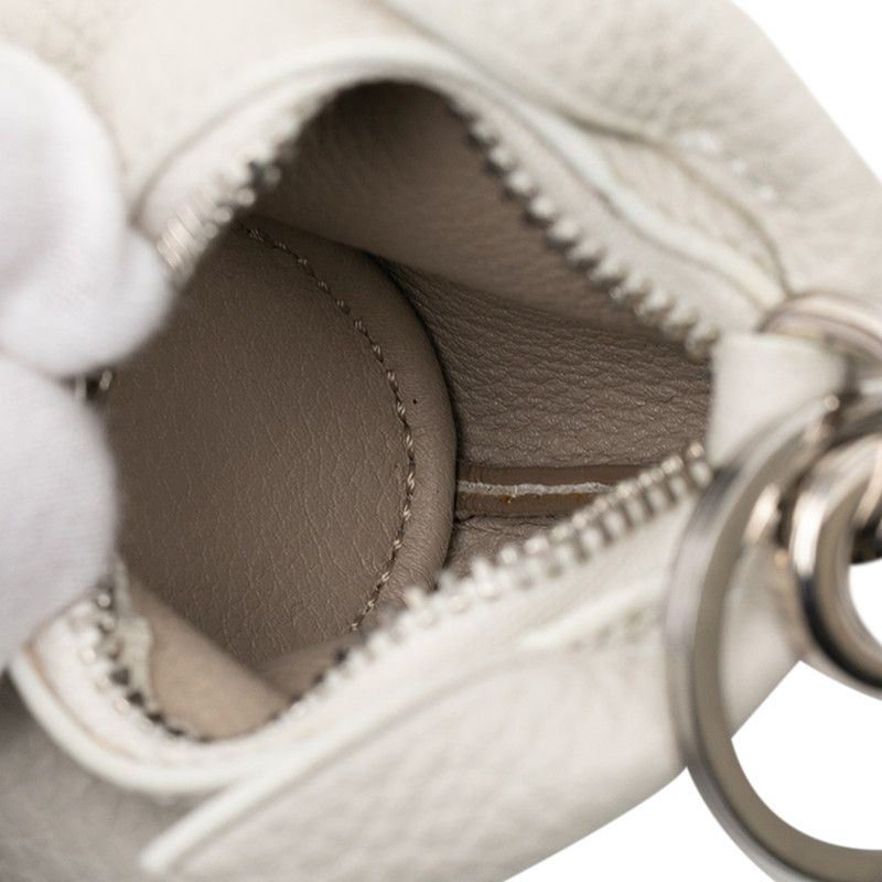 Loewe Rabbit Key Holder Bag Charm Case White Leather