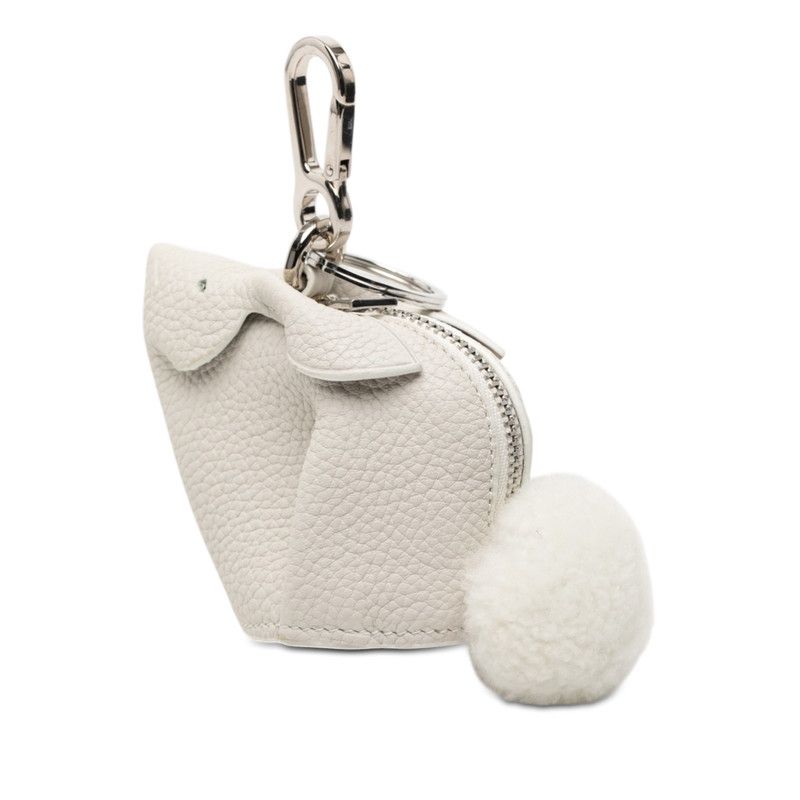 Loewe Rabbit Key Holder Bag Charm Case White Leather