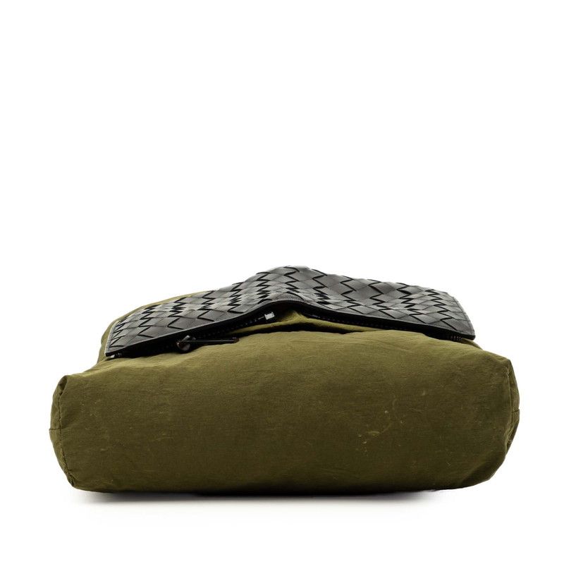 Bottega Veneta Intrecciato Eco Tote Foldable Black Khaki Leather