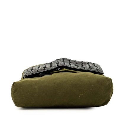 Bottega Veneta Intrecciato Eco Tote Foldable Black Khaki Leather