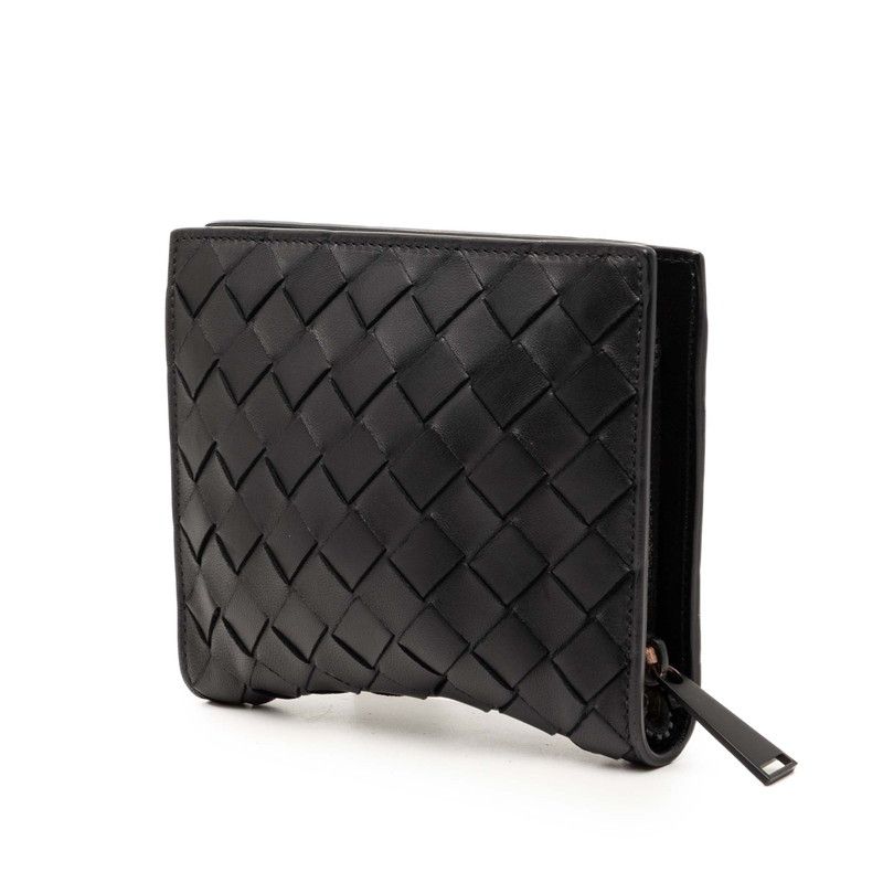 Bottega Veneta Intrecciato Eco Tote Foldable Black Khaki Leather